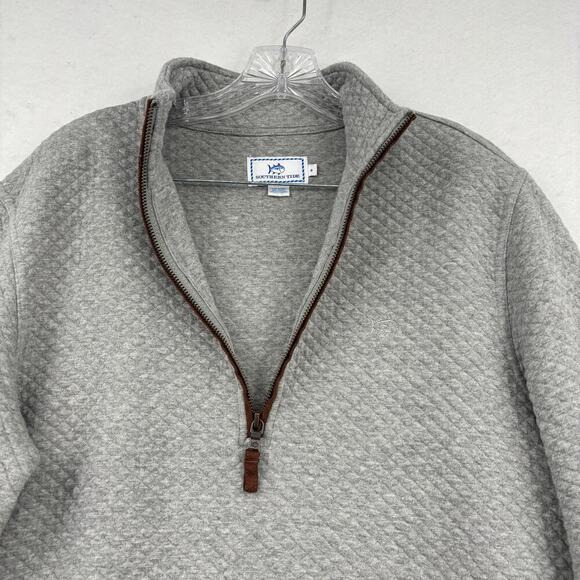 Southern Tide Men's Quarter Zip Pullover Sweatshirt Size S Gray Diamond Quilted - Picture 3 of 12